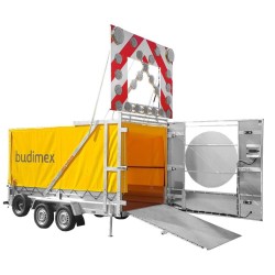 Remorca 2 AXE cu panou MARE semnalizare luminoasa + prelata + rampa incarcare -U26ab 